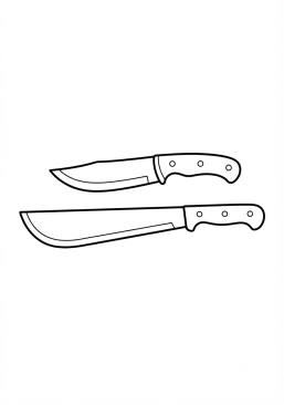 Coloriage Couteau de brousse et machette