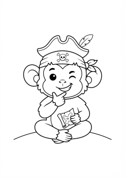 Coloriage Singe malicieux avec un chapeau