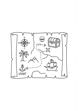 Coloriage Carte au trésor au vieux parchemin