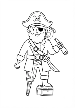 Coloriage Capitaine pirate à la jambe de bois