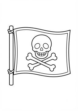 Coloriage Drapeau tête de mort et tibias