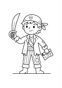 Coloriage Jeune pirate avec son sabre