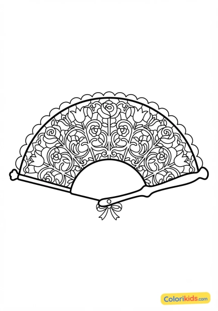 Coloriage à imprimer : Éventail de cour en dentelle