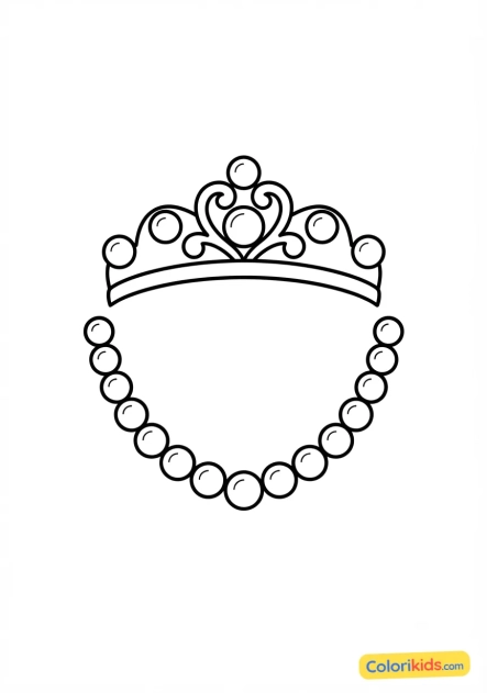 Coloriage à imprimer : collier de perles et diadème