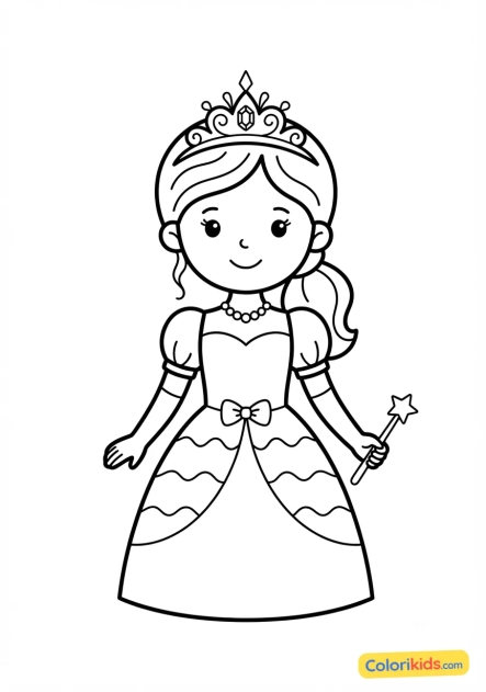 Coloriage à imprimer : princesse et son diadème royal