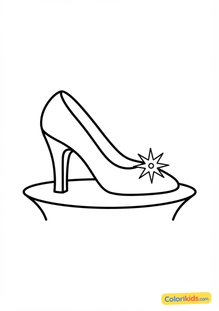 Coloriage à imprimer : chaussure de verre de princesse