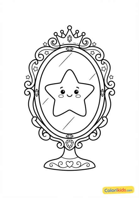 Coloriage à imprimer : miroir magique de princesse