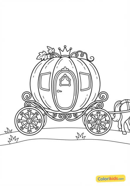 Coloriage à imprimer : carrosse royal citrouille