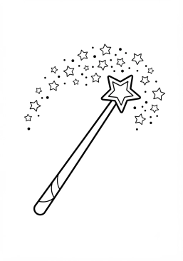 Coloriage Baguette magique et poussière d'étoiles