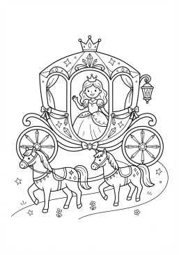 Coloriage Princesse dans un carrosse de cristal