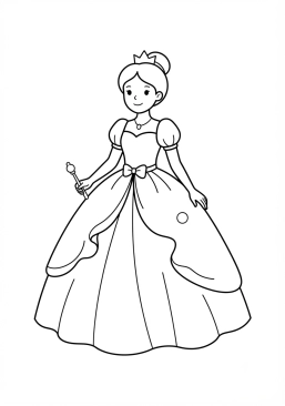 Coloriage Princesse dans sa robe de bal