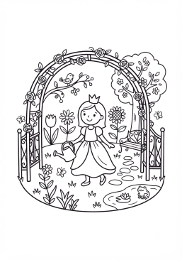 Coloriage Jardin secret de la princesse