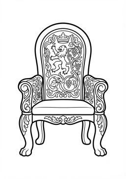 Coloriage Trône royal richement sculpté