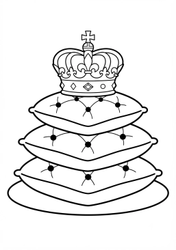 Coloriage Coussins de velours et couronne