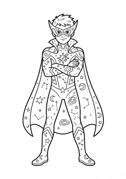 Voir le coloriage Super-héros extraterrestre aux motifs stellaires sur le costume