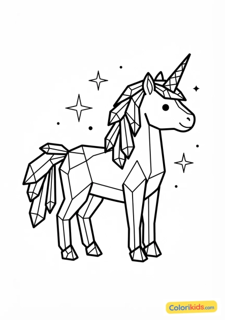 Coloriage à imprimer : licorne de cristal étincelante
