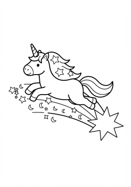 Coloriage Licorne étoile filante