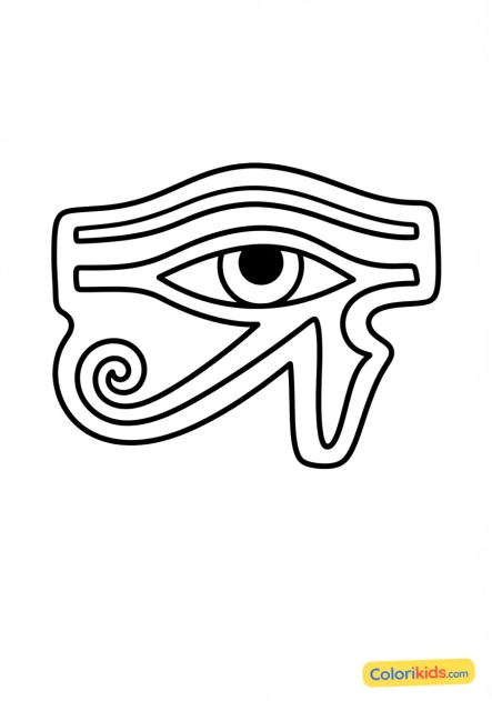 Coloriage à imprimer : amulette de l'oeil d'Horus (Ouadjet)