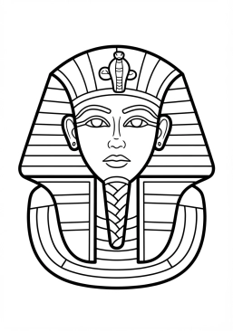 Voir le coloriage Masque funéraire en or massif incrusté de lapis-lazuli et de pâte de verre colorée