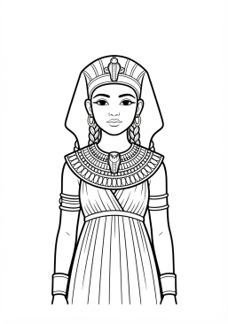 Voir le coloriage Jeune noble égyptienne parée de bijoux en or et d'un collier grand usikh polychrome