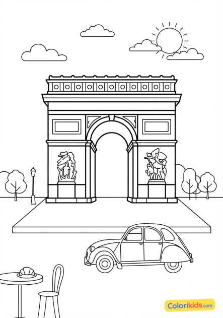 Coloriage à imprimer : arc de Triomphe à Paris