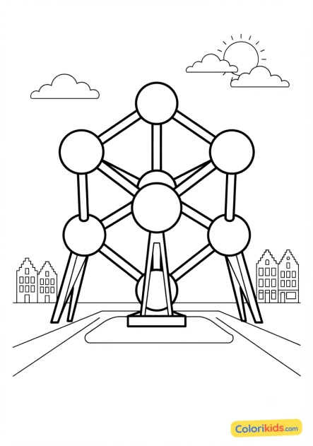Coloriage à imprimer : atomium de Bruxelles