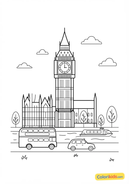 Coloriage à imprimer : big Ben à Londres
