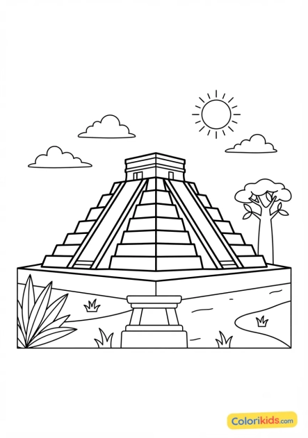 Coloriage à imprimer : chichén Itzá au Mexique