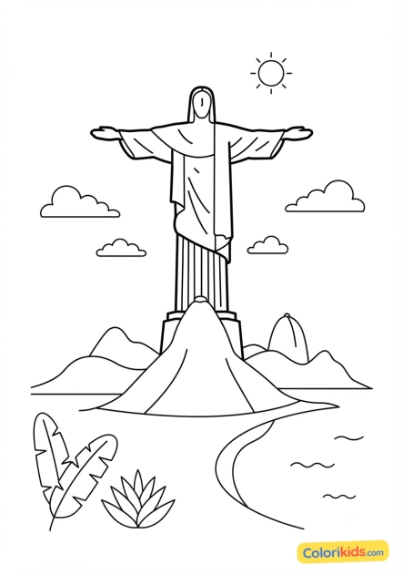 Coloriage à imprimer : christ Rédempteur de Rio