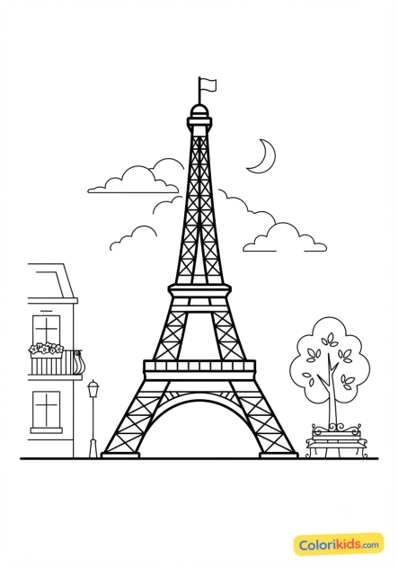 Coloriage à imprimer : tour Eiffel à Paris