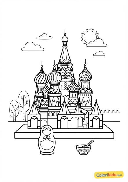 Coloriage à imprimer : cathédrale Saint-Basile de Moscou