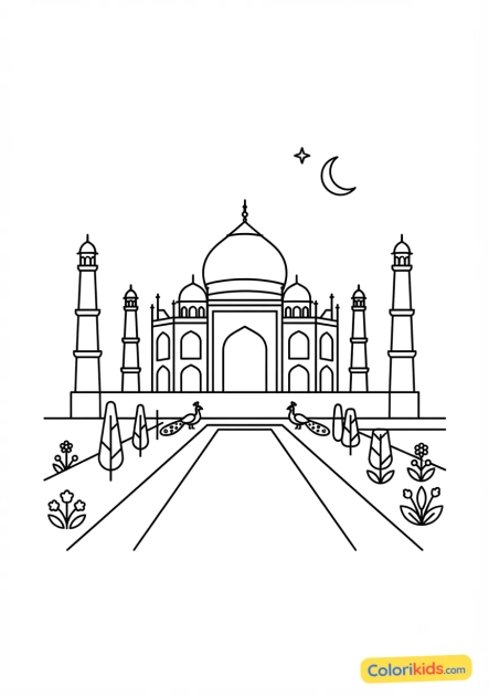 Coloriage à imprimer : taj Mahal en Inde