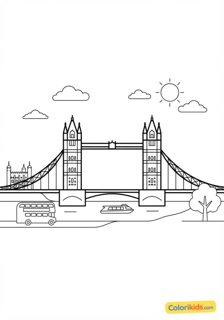 Coloriage à imprimer : tower Bridge à Londres
