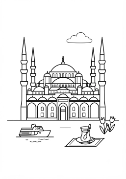 Coloriage Mosquée bleue d'Istanbul