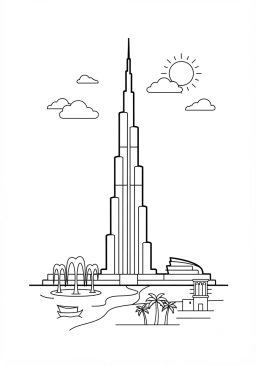 Coloriage Burj Khalifa à Dubaï