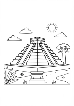 Coloriage Chichén Itzá au Mexique