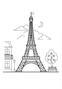 Coloriage Tour Eiffel à Paris