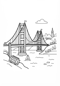 Coloriage Golden Gate Bridge à San Francisco