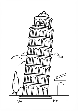 Coloriage Tour de Pise penchée