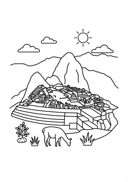 Coloriage Machu Picchu au Pérou