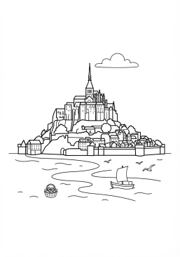 Coloriage Mont Saint-Michel en France