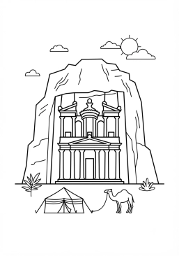 Coloriage Petra en Jordanie