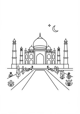 Coloriage Taj Mahal en Inde