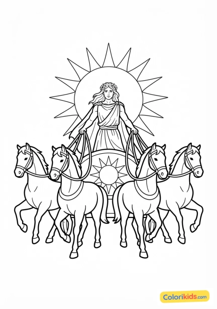 Desenho para colorir para imprimir: apolo e sua carruagem do sol