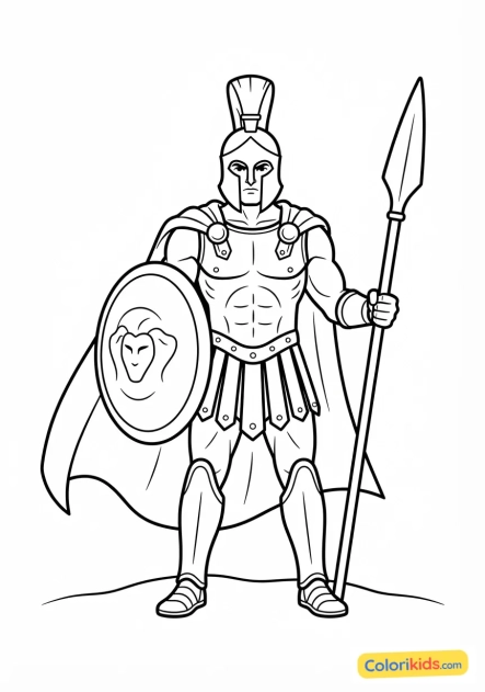 Desenho para colorir para imprimir: ares com armadura de combate