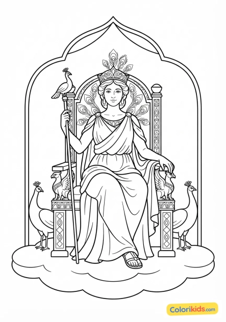 Desenho para colorir para imprimir: hera rainha em seu trono real