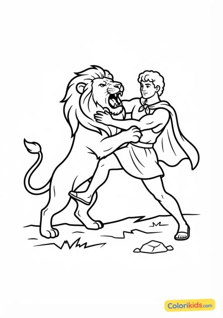Desenho para colorir para imprimir: hércules e o leão de Nemeia