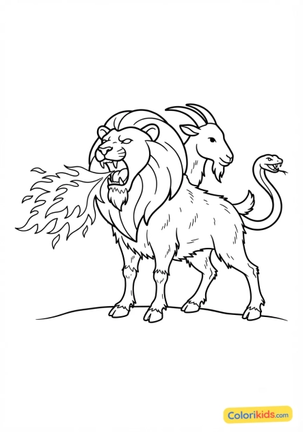 Desenho para colorir para imprimir: a quimera cuspire fogo