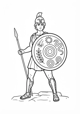 Ver el dibujo para colorear Aquiles con el escudo legendario