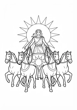 Desenho para imprimir de apolo e sua carruagem do sol